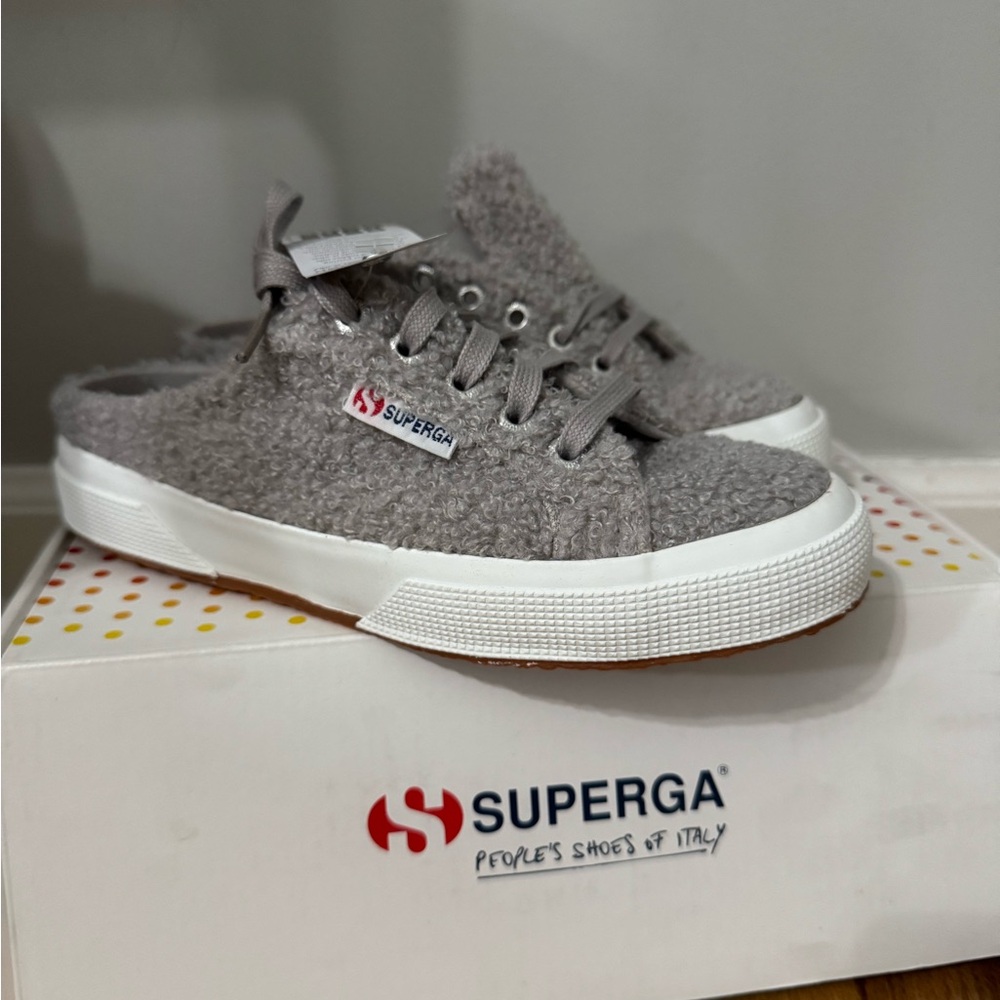 Superga Fuzzy Gray Slip-On Shoes